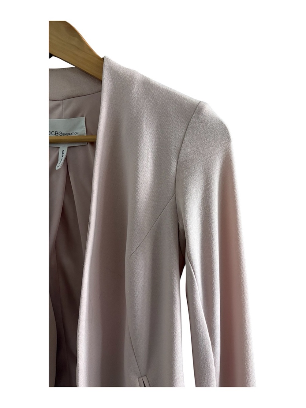 BCBGMAXAZRIA Blush Pink Open Front Jacket - Picture 5 of 7